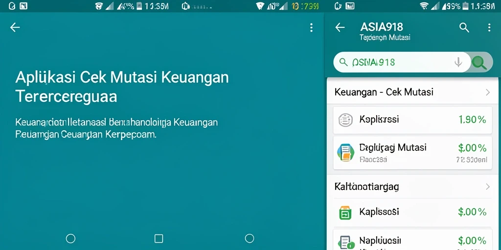 Antarmuka aplikasi Cek Mutasi ASIA918 yang intuitif dan informatif.