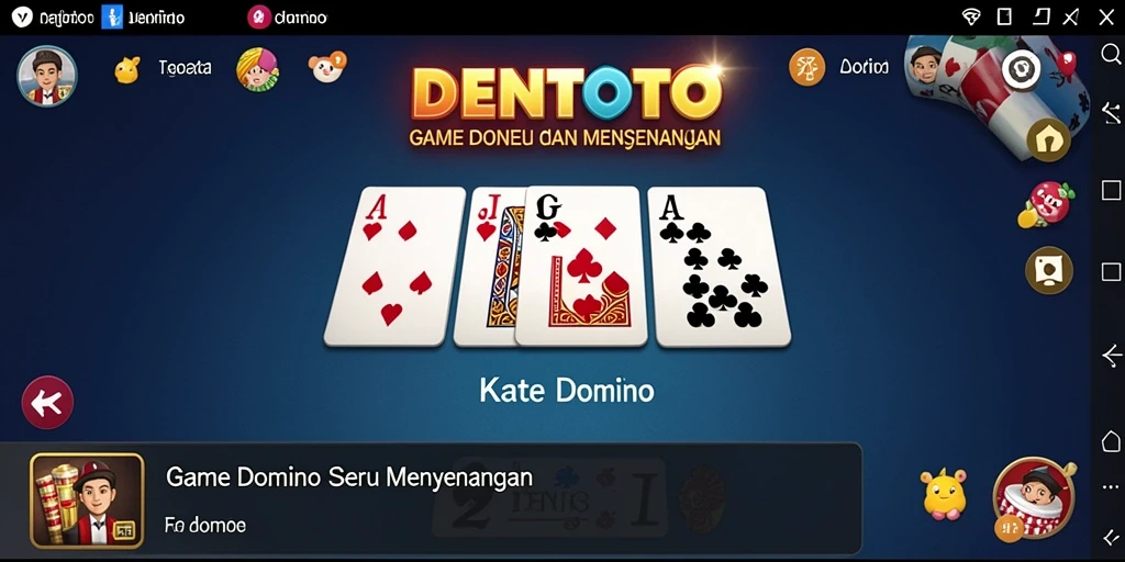 Tampilan antarmuka DENTOTO yang menarik untuk permainan domino.