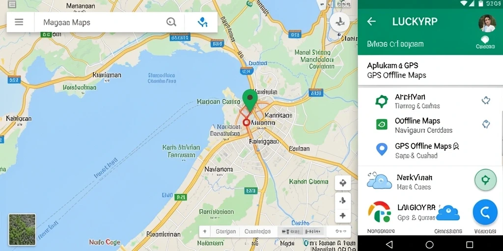 Antarmuka LUCKYRP yang intuitif dan fungsional untuk GPS Offline Maps.