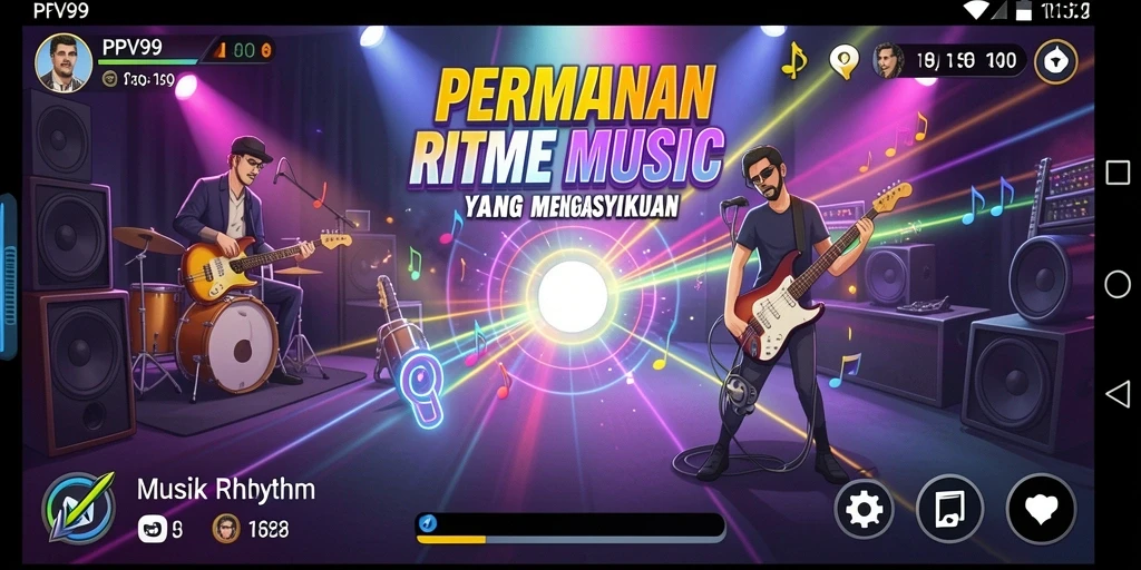 Tampilan antarmuka menarik dari game Musik Rhythm PPV99.