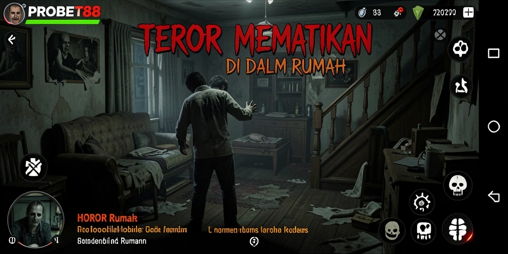 Antarmuka menakutkan dengan detail rumah angker
